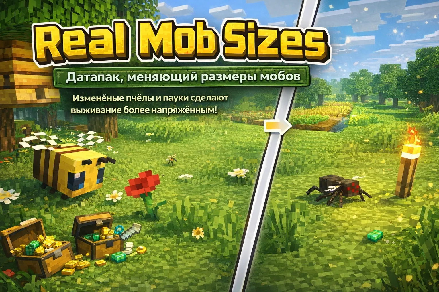 Real Mob Sizes для Minecraft: датапак, который меняет размеры мобов на реалистичные