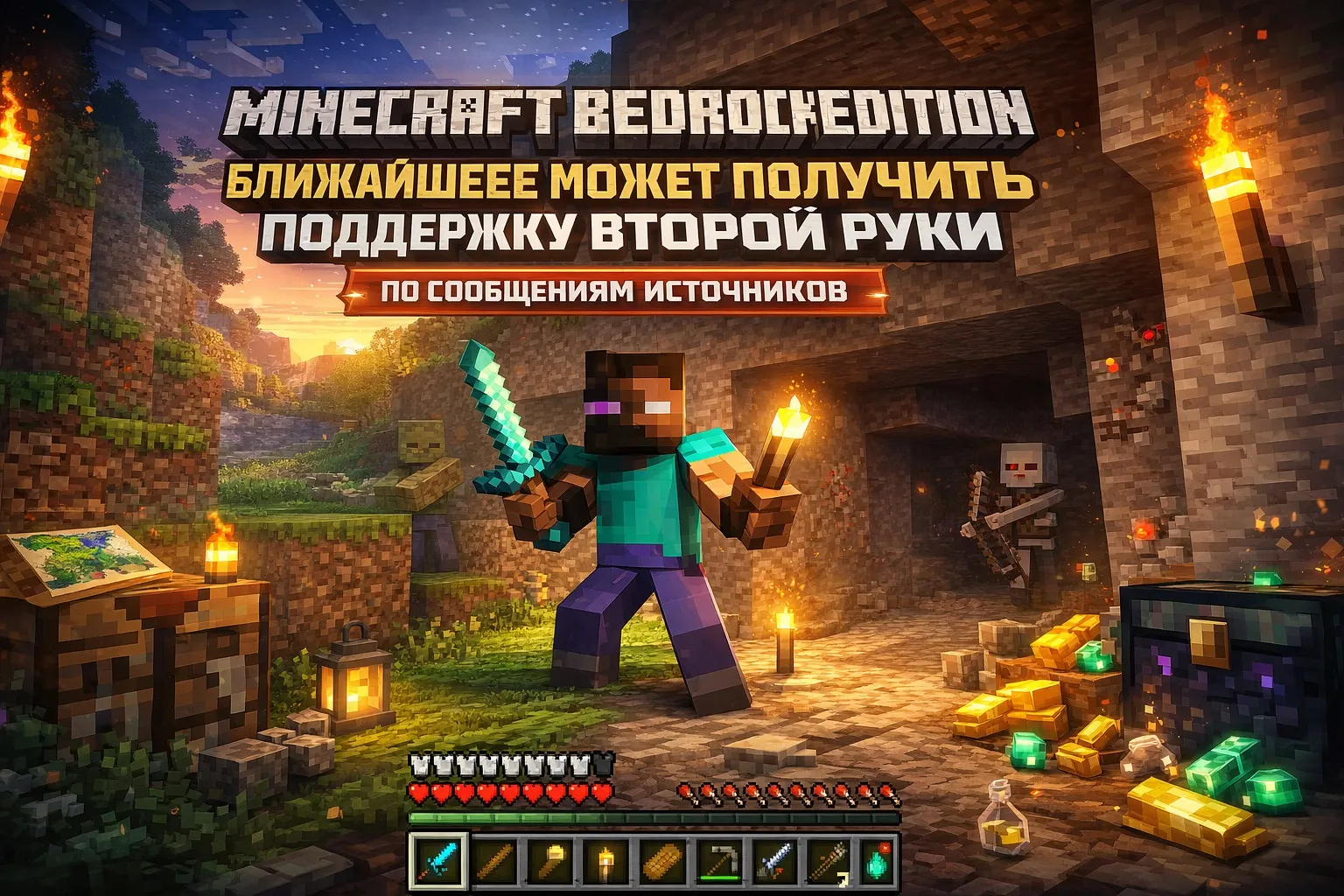 СЛУХИ | Minecraft Bedrock Edition вскоре может получить поддержку второй руки